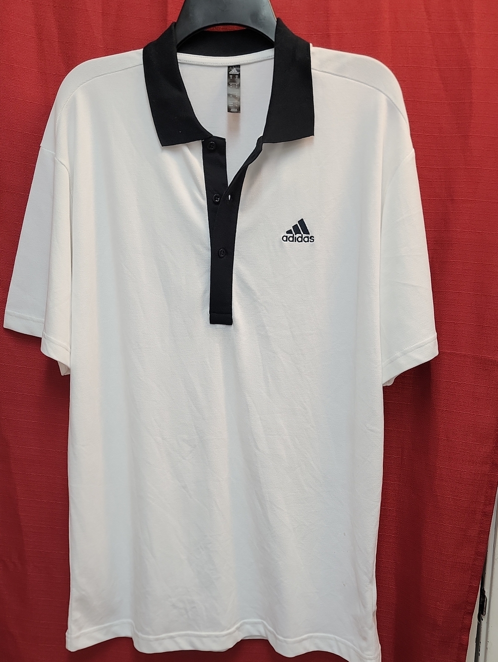 adidas White Polo with Black Collar and Placket